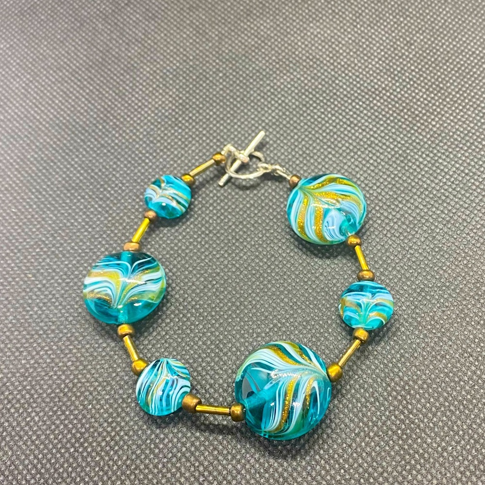Glass Beaded Bracelet with Toggle Closure